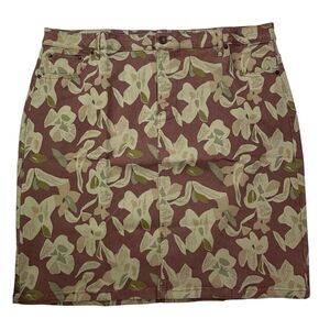 LOGO Lori Goldstein Denim Floral Skirt W/Pockets Midi Women’s Plus Size 22W NWOT